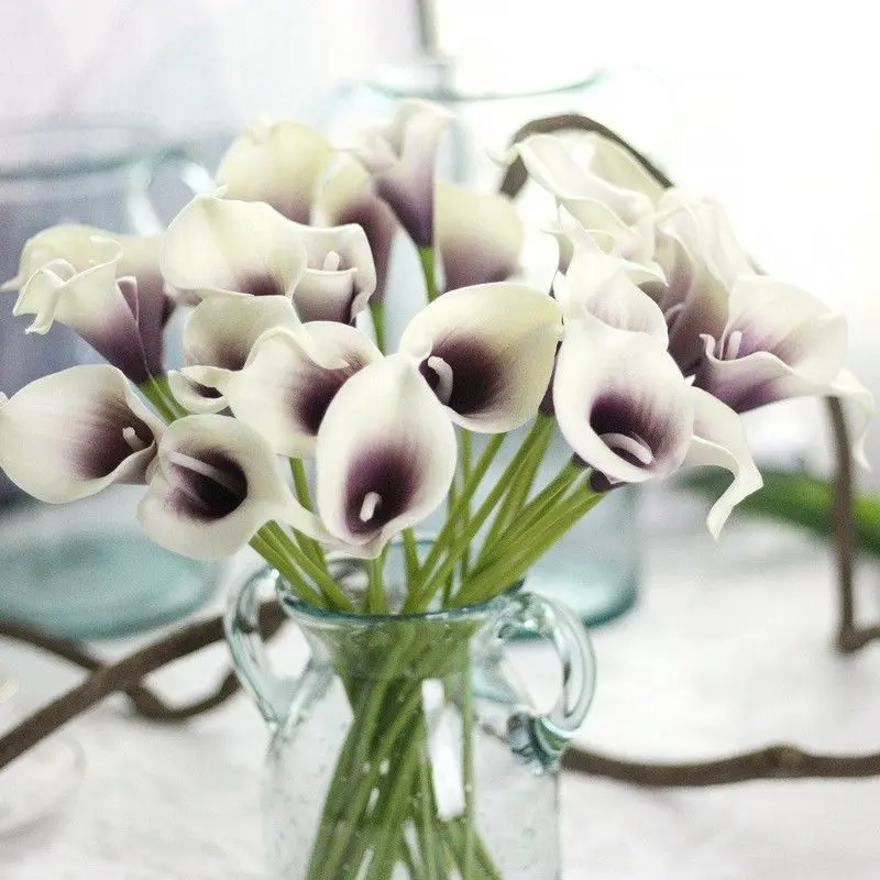 

H&D 10pcs Real Touch Artificial Flowers Wedding Decorative Flowers Calla Lily Fake Flowers Wedding Party Decoration Accessories