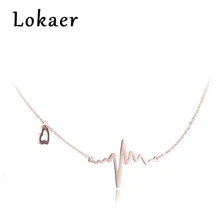 Lokaer Мода сердцебиение Титан Нержавеющая сталь кулон Цепочки и ожерелья для Для женщин розового золота Цвет цепочка колье украшение, ожерелье-воротник
