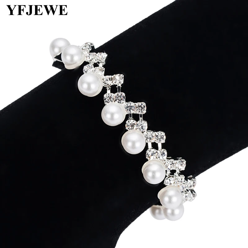 

YFJEWE Vinterly Beads Bracelet for Women Chain Top Quality Crystals Silver-color Link Bracelets & Bangles Wedding Gifts B197
