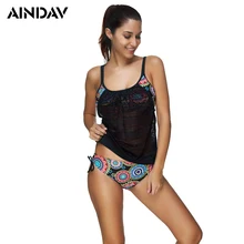 Соотношение Цветочные Танкини с принтом Купальник для женщин плюс размер двухсекционный костюм купальники для женщин крючком Выдалбливают купальный костюм с шортами