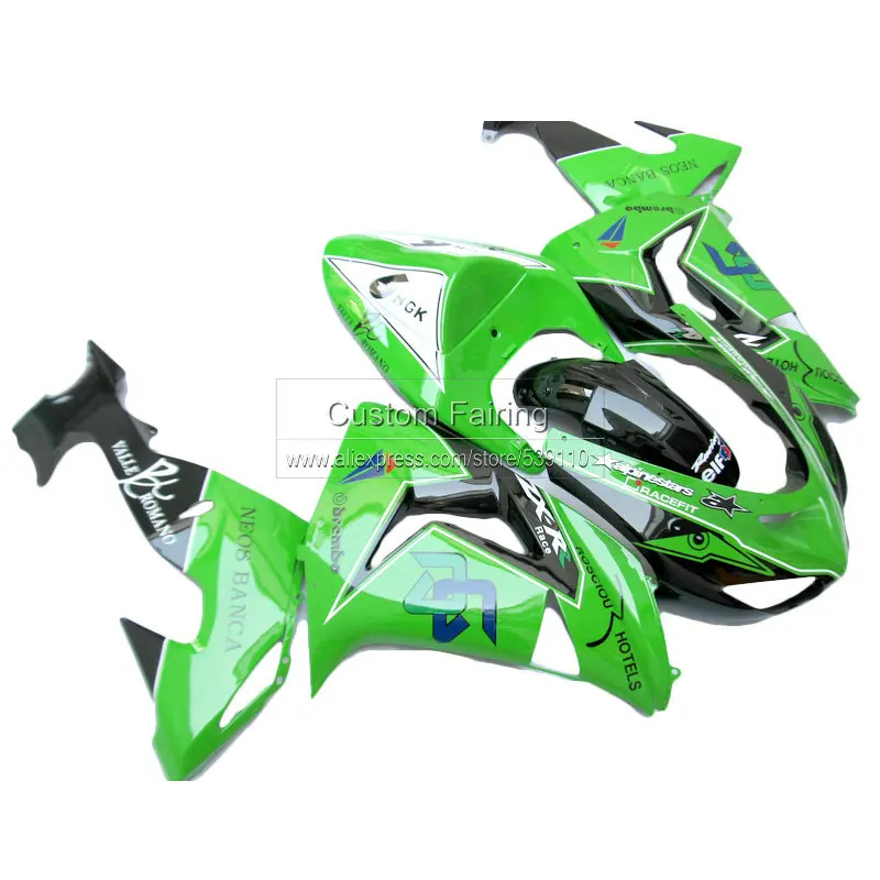 Комплект обтекателей из АБС пластика для Kawasaki ZX10R zx 10r 2006 2007 Ninja зеленая черная