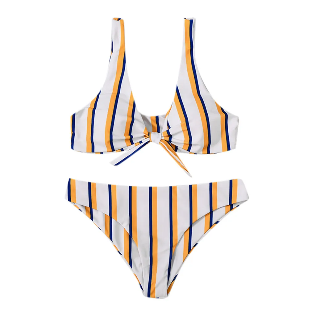 

Women's Swimming Suit Sexy Bikini Swimsuit Women Swimwear Stripe Bikini Set Corrugated Pleated Tube Up Bikini Swimwear Beachwear