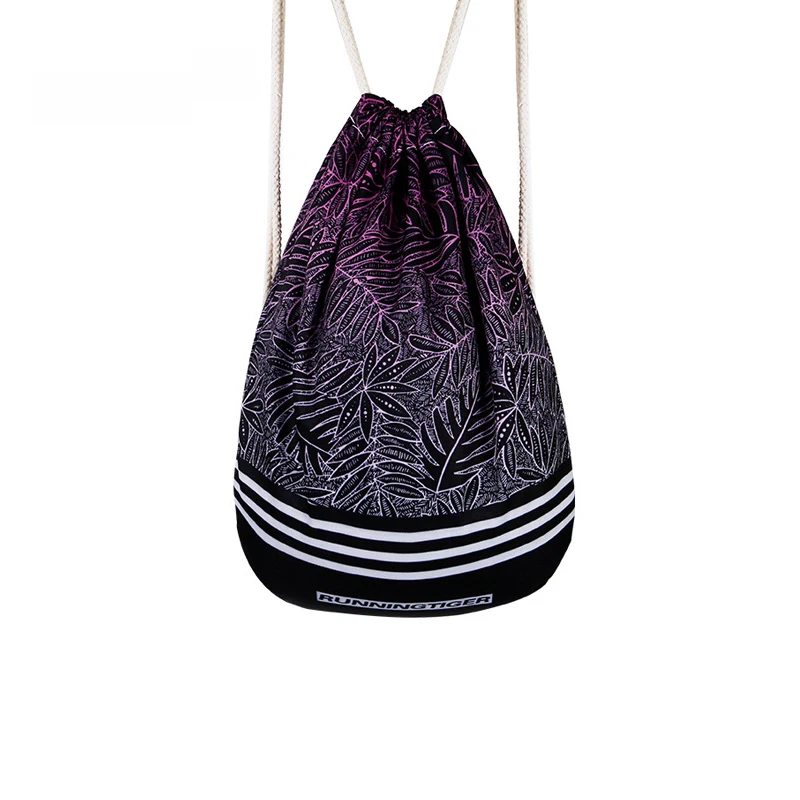 

High Quality Nylon Drawstring Bag Leaf Pattern Anti Theft Sack Beach Women Men Travel Storage Package Teenagers School Backpack