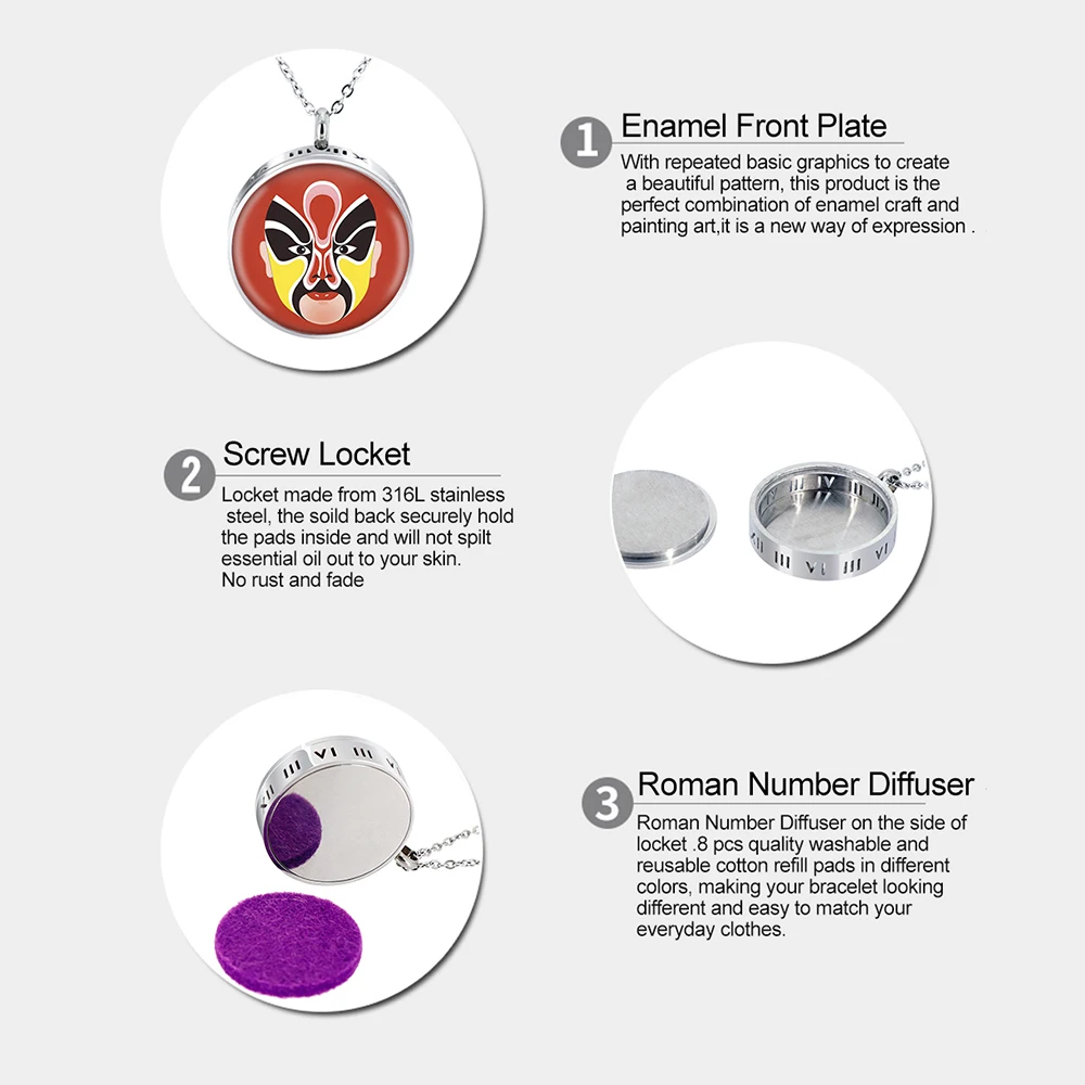 ZP-PS045-03 Enamel Essential Oil Diffuser Locket