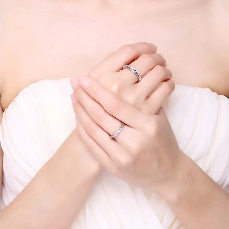 Genuine Real Pure Solid 925 Sterling Silver Couple Rings For Women Man Jewelry Cubic Zircon Female Male Lover Wedding Ring