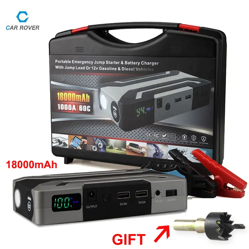 18000 мАч автомобильный стартер Power Bank 1000A 12V пакет портативное Стартовое зарядное
