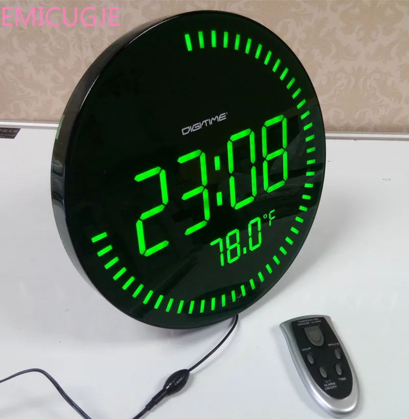 

LED Digital Wall Clock Modern Design Home Decor Decoration Big Decorative Round Desk Watch Red Green 3d Creative Circular Large