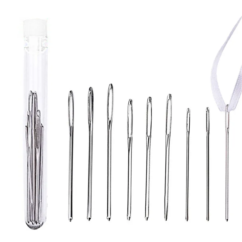 9pcs Large eye Blunt Needles Steel Yarn Knitting Needles Bodkin Sewing Needles DIY Apparel Sewing Fabric #4m08 (2)