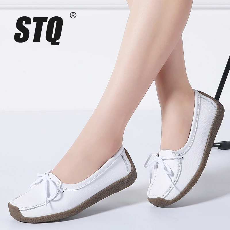 STQ 2020 Autumn Women Flat Shoes Women Genuine Leather Loafers Shoes ...