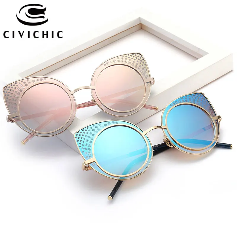 

CIVICHIC 2017 Women Unique Cat Eye Sunglasses Brand Designer Personalized Oculos De Sol Hipster Mirror Glasses Street Gafas E358