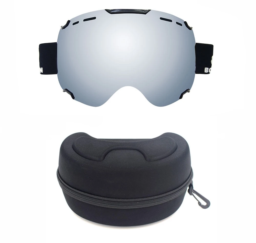 Взрослых Италия импортные двойные линзы близорукость сферической снег очки OTG UV400 ударопрочность Сноубординг лыжные очки Анти-туман очки - Цвет: Silver-box