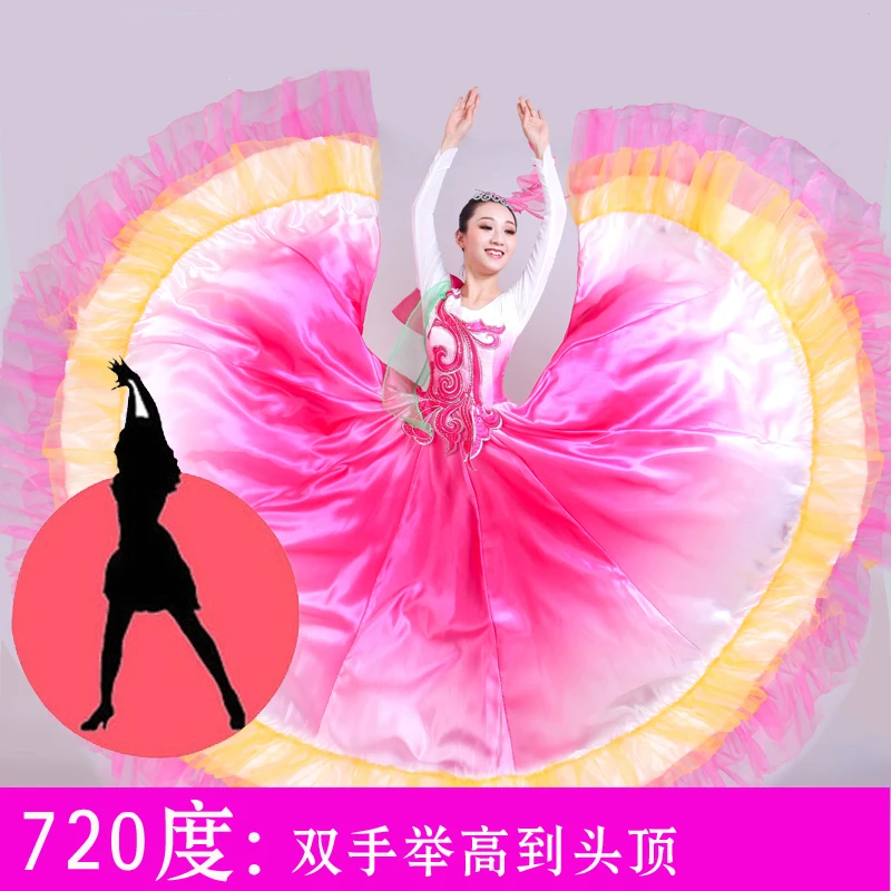 Новое Открытое платье для танцев, испанское платье с широкой юбкой, женское платье с вышивкой, с переходным цветом, сценический Национальный танцевальный костюм, H574 - Цвет: StyleB720