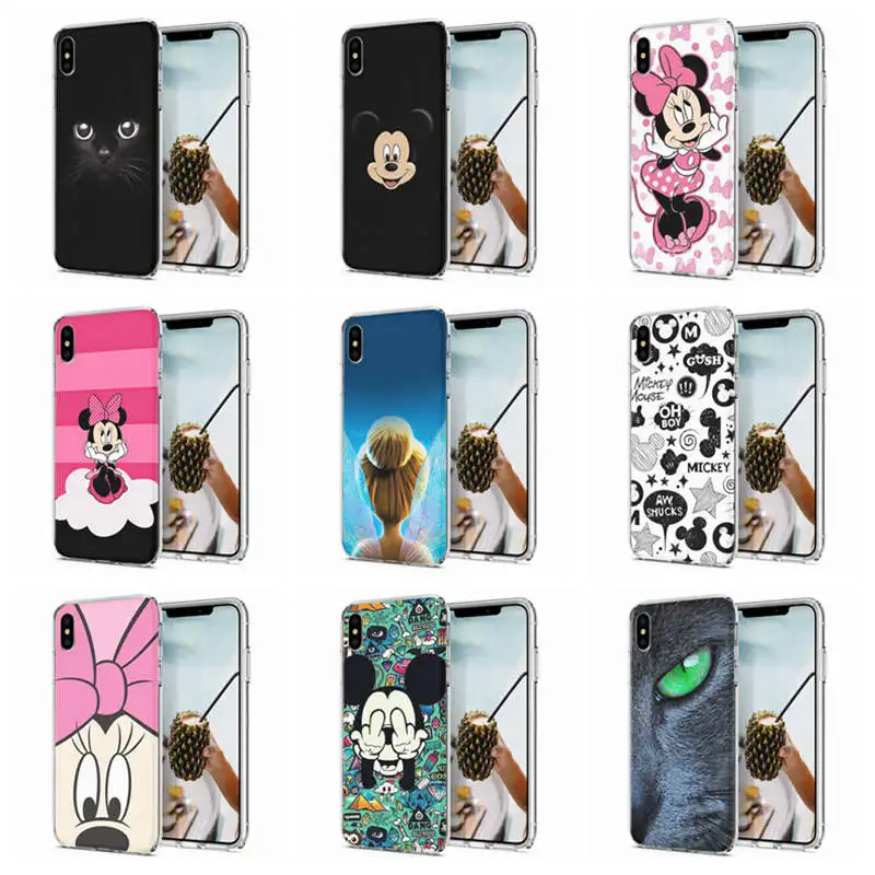 Soft Phone Case For iPhone X XS XR Covers TPU Colorful Cute Minnie Mickey Painted Fundas iPhone6 7 8 Max E102 |