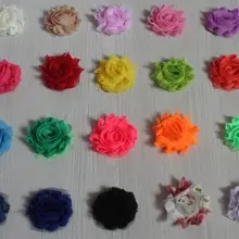 ePacket/CPAP 50y/лот 1," мини-потрепанные шифоновые цветы для девочек аксессуары для волос, шифоновые цветы для детей повязки на голову