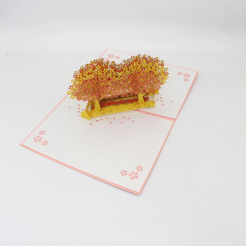  3D Handmade Double Color Twins Blooming Cherry Blossoms Tree Paper Invitation Greeting Cards Valent - 32913289484
