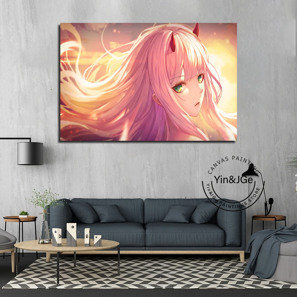 

Canvas HD Prints Home Decor Painting 1 Pieces Darling in the FranXX Wall Art Creative Modular Pictures Framed Girl Anime Posters