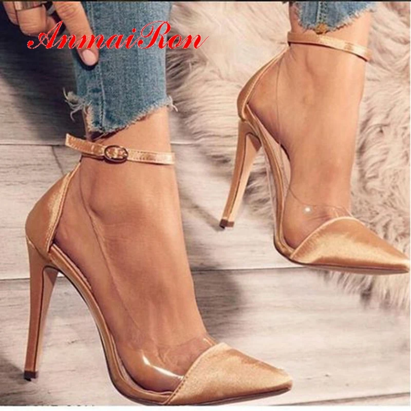 

ANMAIRON 2019 New Arrival Super High Fashion Pumps Basic PU Pointed Toe Casual WomenShoes Solid Size 34-43 LY2026