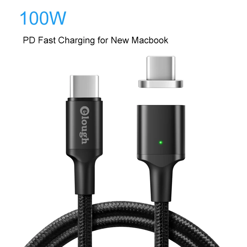 Elough 20 V 5A USB نوع C كابل مغناطيسي ل جديد ماك بوك هواوي Matebook Xiaomi الهاتف المحمول سريع PD تهمة المغناطيس شاحن