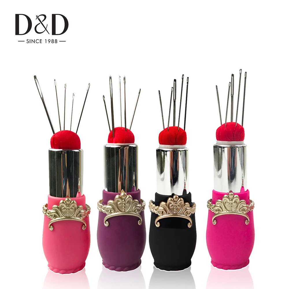 

D&D Lipstick Pin Cushion Simple Fashion Portable Mini Safety Durable Pincushions Products for Sewing Crafts Tools