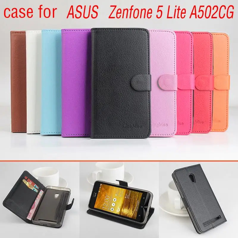 

Litchi Grain Leather Case Cover for Asus Zenfone 5 Lite A502CG Luxury Phone Bag with Wallet Stand Card