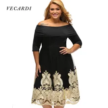 VECARDI Plus Size Nuevas Mujeres Ropa Streetwear OL Encaje Sexy Básica vestido Del Remiendo Delgado Vestido de Gran Tamaño S M L XL XXL XXXL