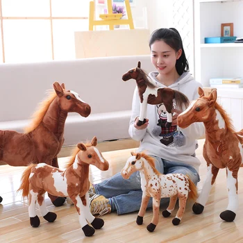 

30-60cm Simulation Horse Plush Toys Cute Staffed Animal Zebra Doll Soft Realistic Horse Toy Kids Birthday Gift Home Decoration