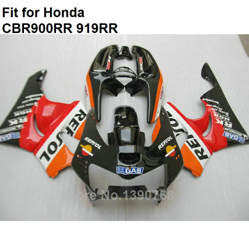Motorcycle bodywork fairing kit for Honda orange black CBR 900RR 1998