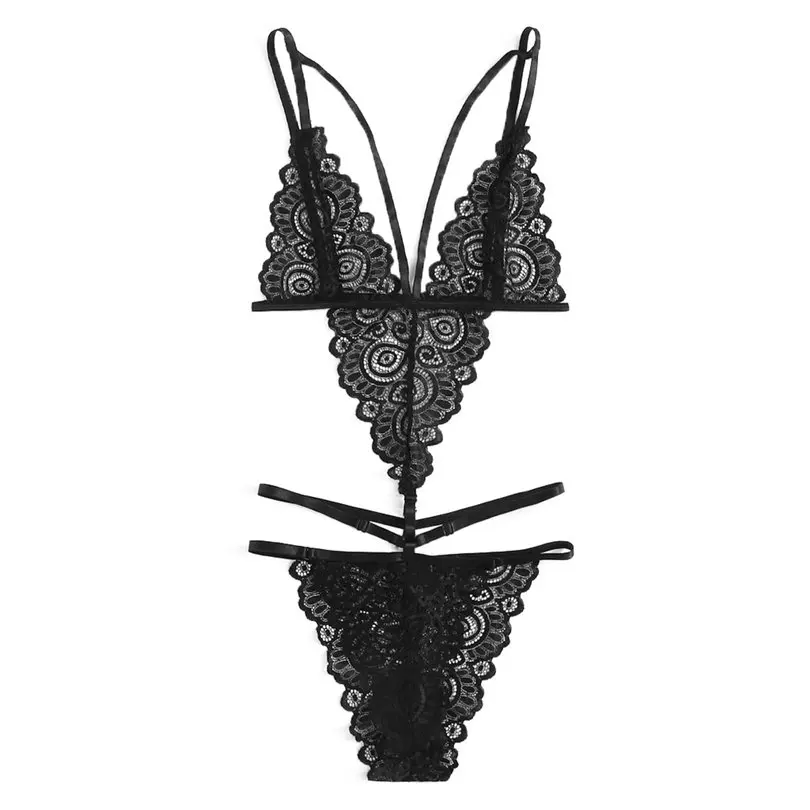 Women Summer Hot Intimates Sexy Slip Lace Lingerie Underwear Nightwear Bodysuit Black Sleepwear Jumpsuits #4A22 (5)
