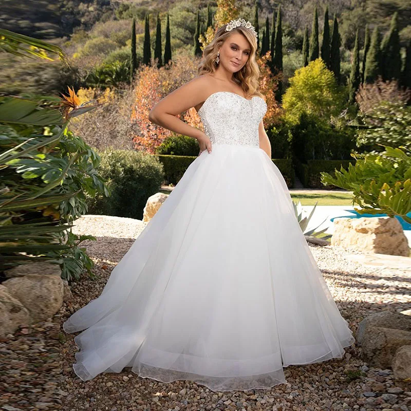 

Eightale Plus Size Wedding Dresses Sweetheart Appliques Beaded Ball Gown Wedding Gowns Princess Bride Dress 2019 vestido novia