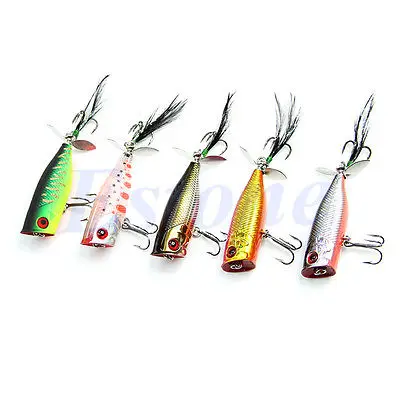 

E74 hot 3pcs/lot Fishing Lure Crankbait With Propeller Feather Sharp Hook Tackle Treble New