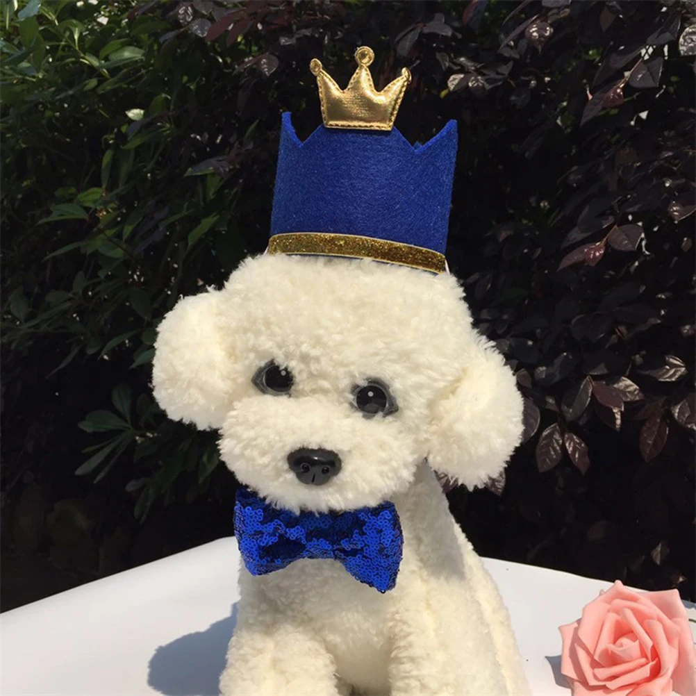 

1 Set Cute Pet Birthday Hat and Bowknot Nontoxic Skillfully Design Adorable Soft Dog Headwear for Puppy Dogs Cat Pet Birthday
