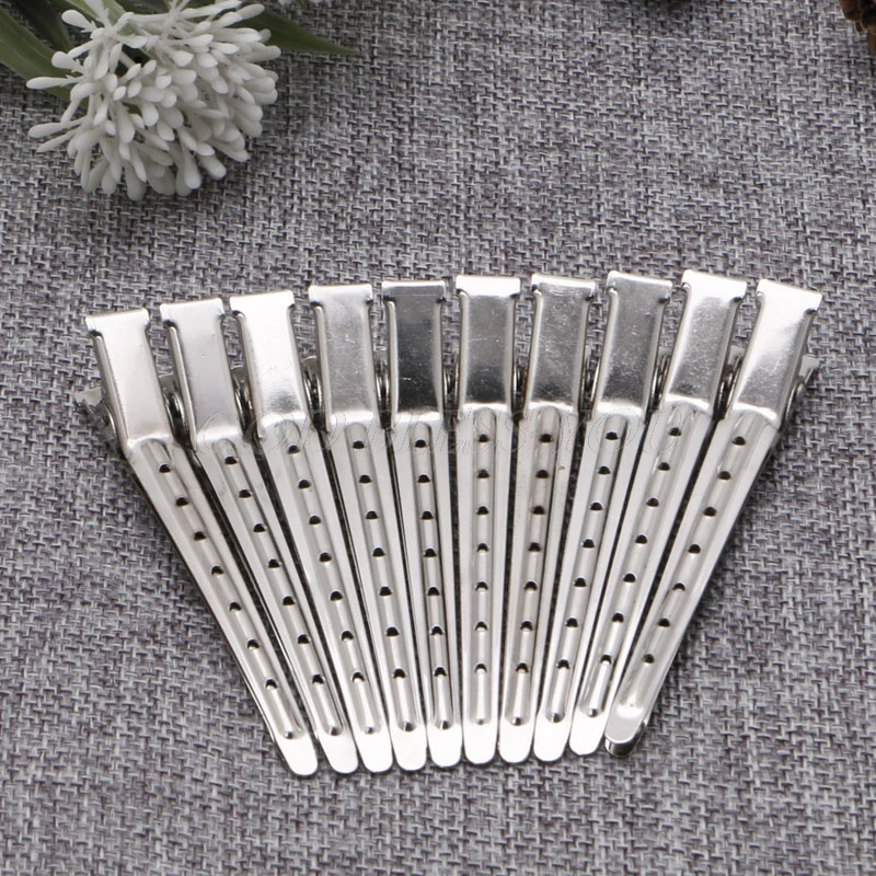 10pcs Hair Clips Stainless Steel Hairdressing Duck Bill Alligator Clips