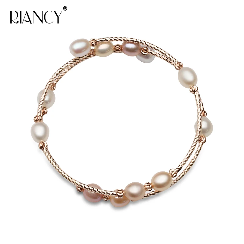 

Fashion Charm Double layer Bracelet Natural Freshwater Multicolor Pearl Bracelet Pearl Jewelry for Women wedding gift
