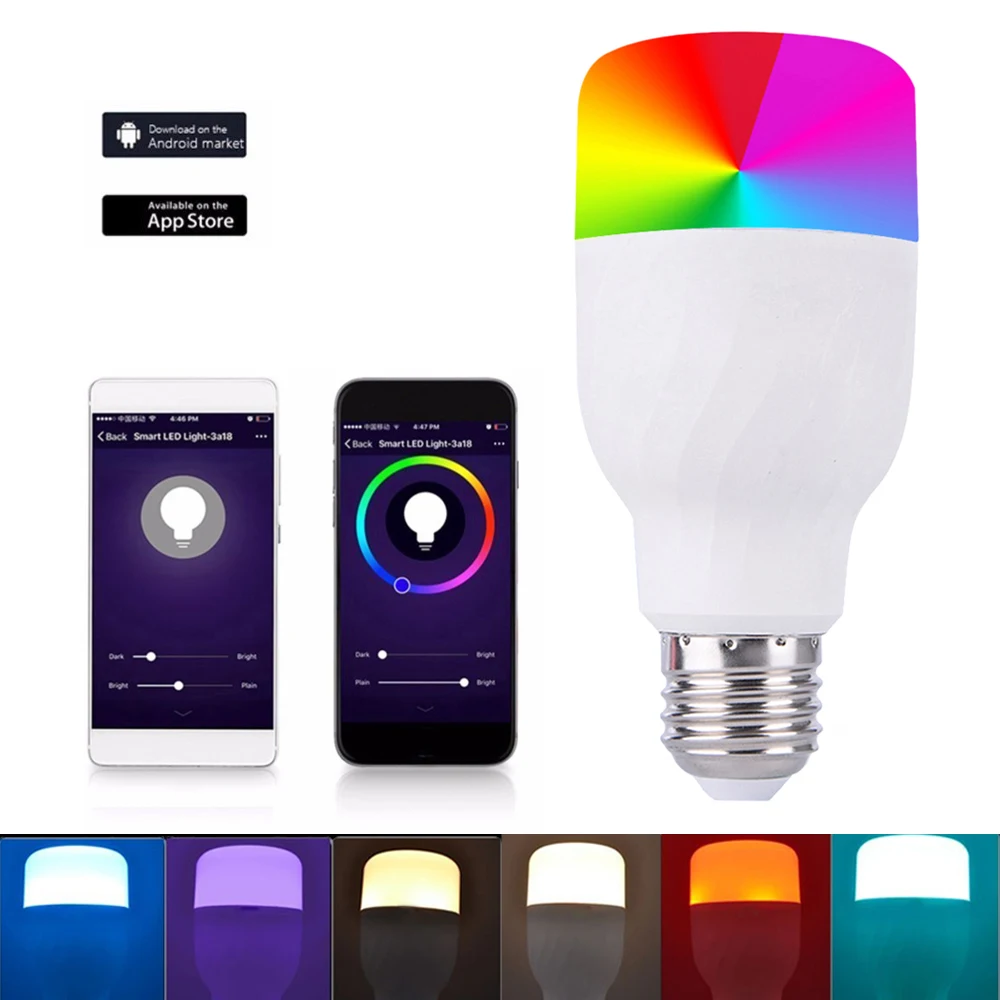 YWXLight E27 Wifi LED Bulb AC 85 265V 7W Colorful APP Remote Control