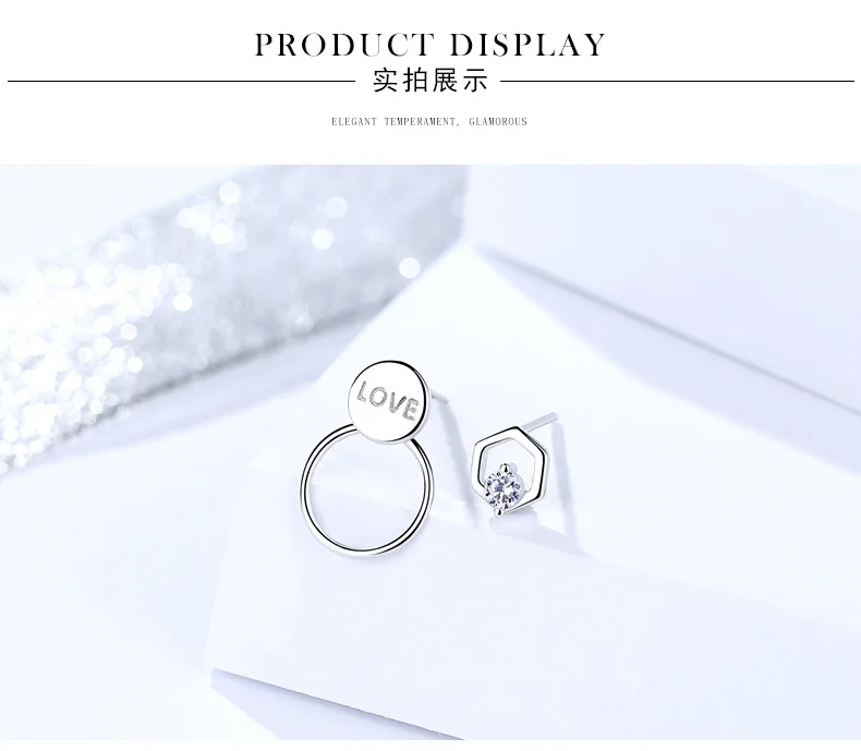 Round cz 925 sterling silver earrings for women 6