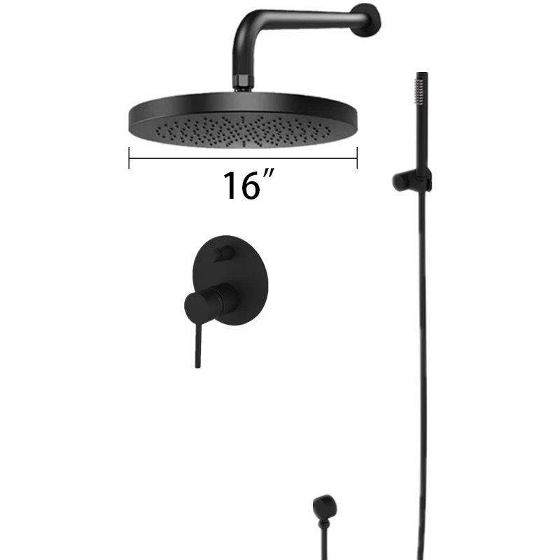 Smesiteli, настенный латунный душевой набор для ванной, черная дождевая душевая головка и ручной Твердый латунный держатель, душевой набор - Цвет: 16 inch shower