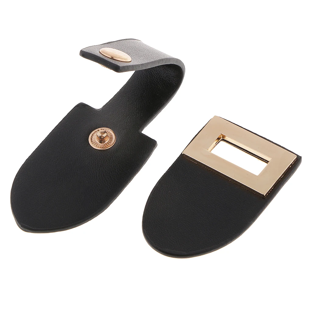 1 Pair Black Metal & PU Leather Snap Toggle Button Sew on Buckle for Bag Making Clothing Decor