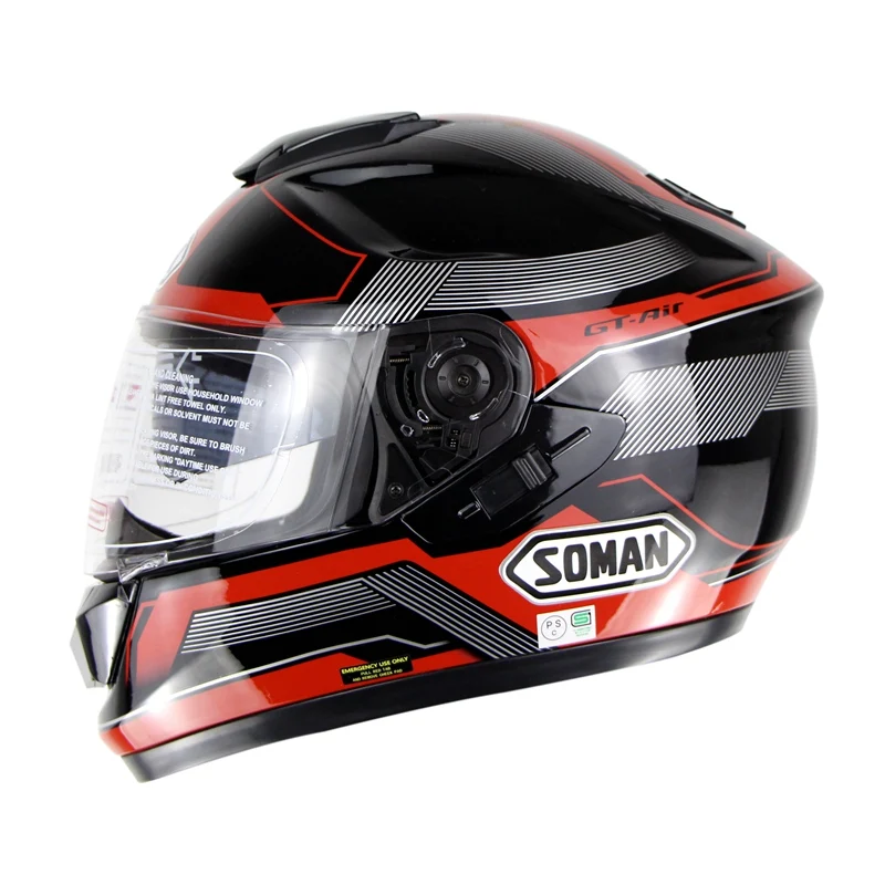100% Original Brand Soman Motorcycle Full Face Helmet Double Lens Motor