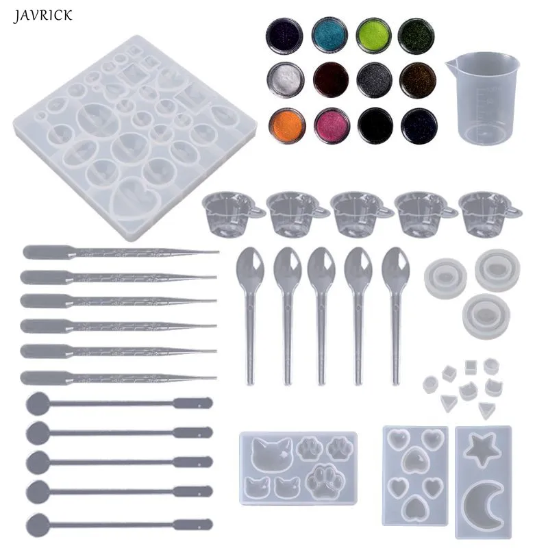 Order Price of  Silicone Mold Jewelry Epoxy Mould Tool Set For DIY Craftsmanship Nail Art Pendant Glitter Powder De