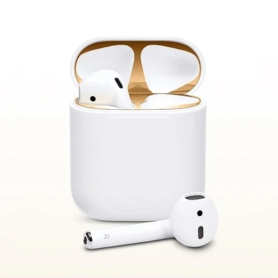 Golden Металлический пылезащитный чехол для Apple Airpods, пылезащитный чехол, защитная наклейка, чехол для наушников, покрытая золотом 18 K, наклейка s - Цвет: Golden