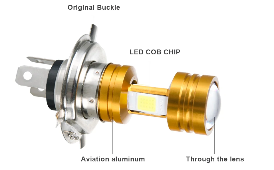 H4 светодиодный головной светильник для мотоцикла COB Led 12 В 3400LM H/L лампа для скутера ATV Moto аксессуары HS1 мотоциклетный светильник 6500K холодный белый