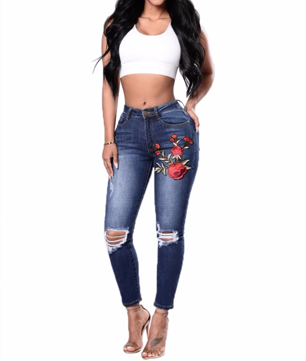 back pocket embroidered jeans