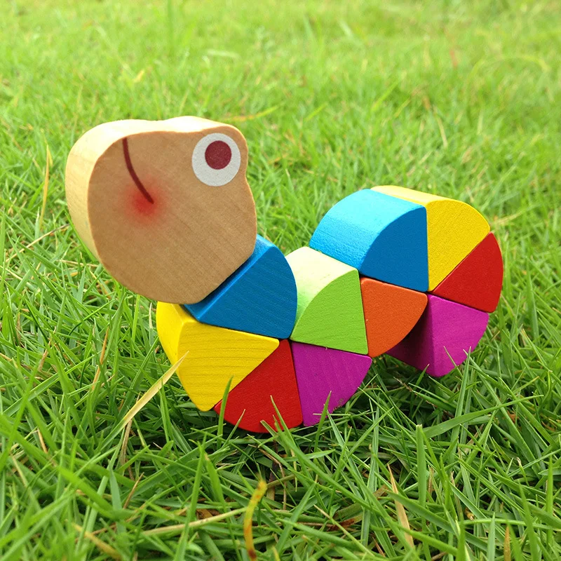 

Colorful wooden Magical Insect DIY Puzzle Caterpillar Worm toys for baby kids educational colours developmental birthday gift