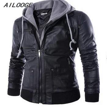 

AILOOGE Hoodied Men Jacket Slim Fit Leather Jacket Men Casual Slim Fit College Male Jacket Mens Jackets And Coats M-4XL