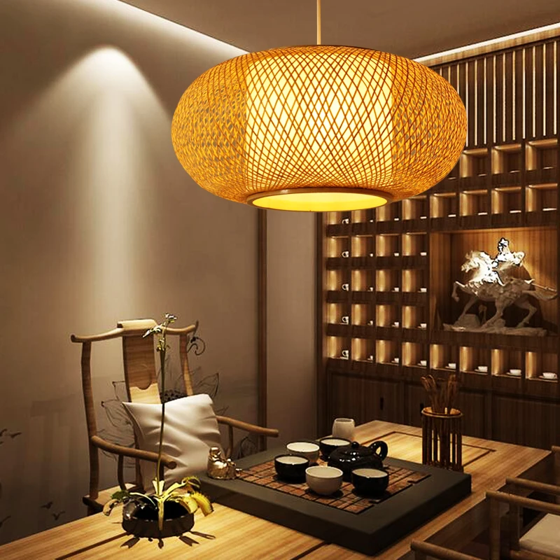 

Bamboo Pendant Lights Chinese Antique Lantern Pastoral bamboo strip Restaurant Hotel Room Japanese Tatami pendant lamp zb63