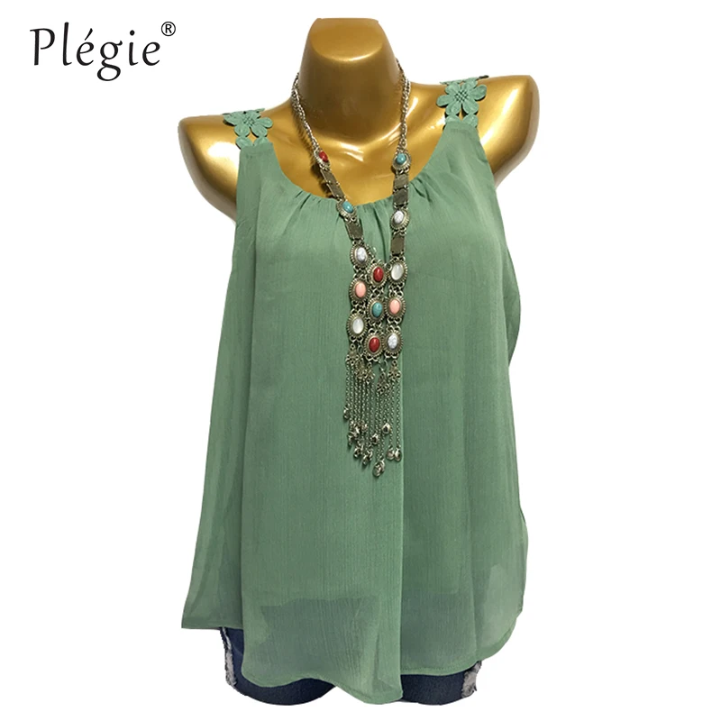 

Plegie 5XL Plus Size Blouse Women 2018 Summer Floral Lace Patchwork Spagetti Strap Maxi Loose Shirt Blouse Women Tops