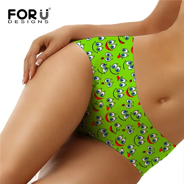 FORUDESIGNS Sexy Panties Kawaii Yellow Emoji Face style Women Underwear