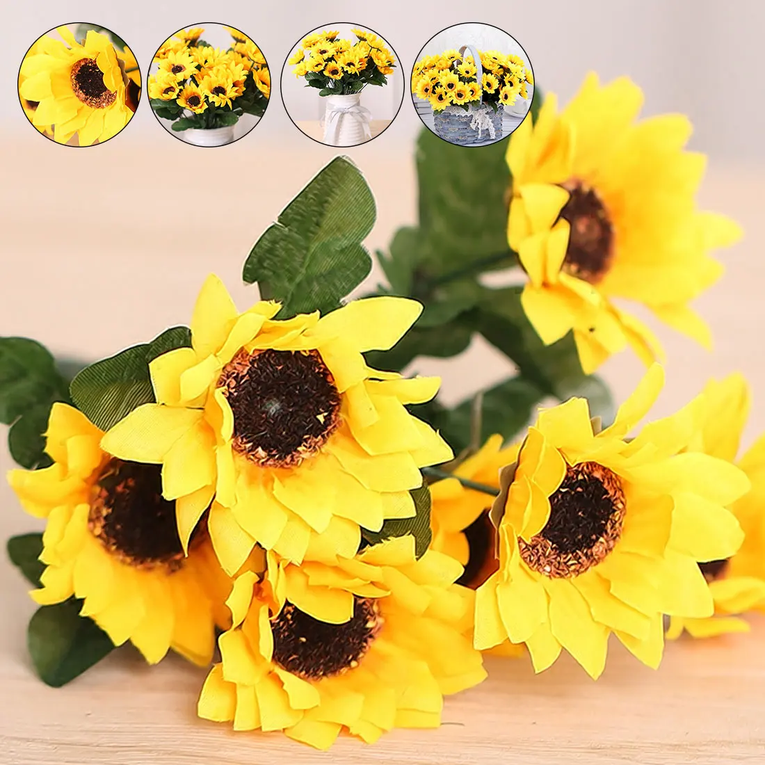 

7 branch/bouquet artificial flower DIY Flower Arrangement Home Decoration 1 bouquet Yellow Silk Sunflower decorative flower