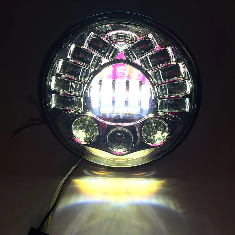Round 70W  50W LED Projector Daymaker Hi Lo Beam Headlight With Turn Signal For Motorcycle Harley To