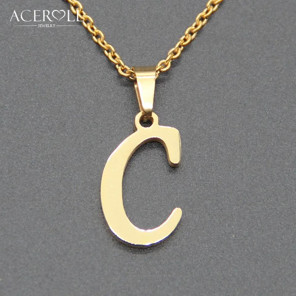ACEROLL первоначальное ожерелье с буквенными подвесками-из нержавеющей стали модное маленькое персонализированное алфавитное имя кулон ожерелье в золотом цвете